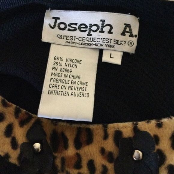 JOSEPH A Black Knit Sweater Leopard Trim Size M/L NWOT - Picture 7 of 9